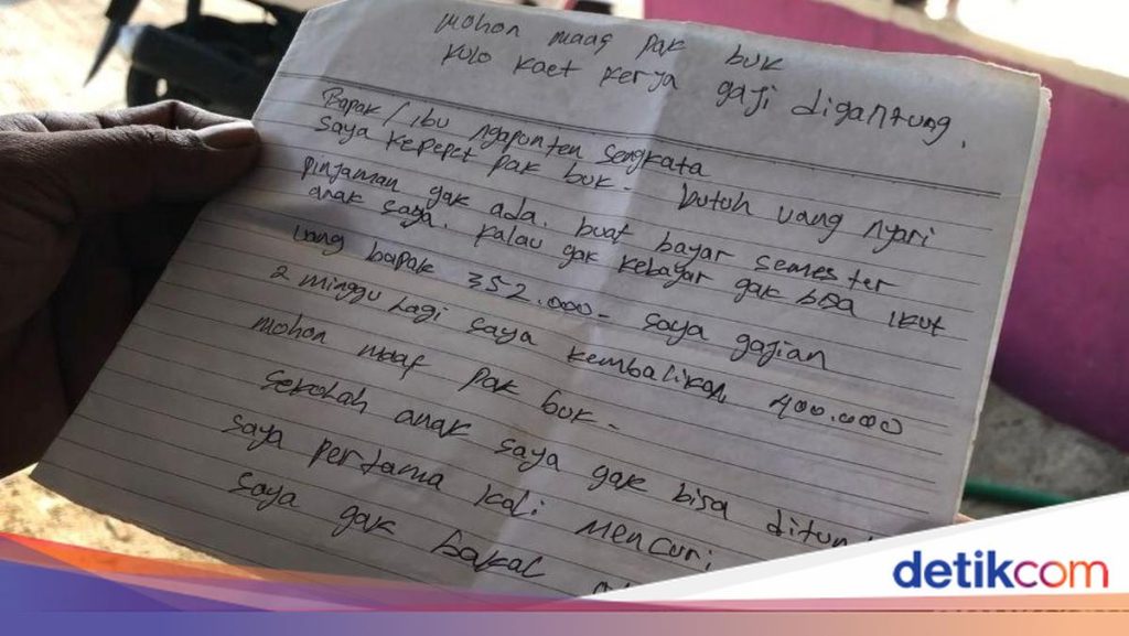 Maling Toko di Mojokerto Tinggalkan Surat Permintaan Maaf, Ini Isinya